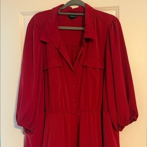 Torrid Red Buttoned Sundress with Notched Collar